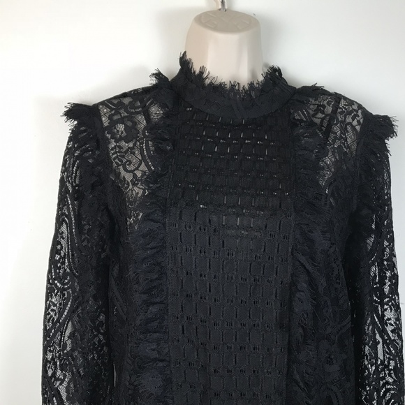 Wayf Misses Large Black Lace lined Dress stand up - Picture 2 of 8